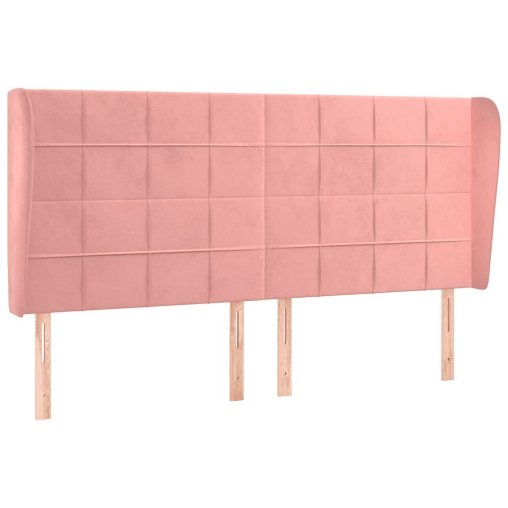 vidaXL Tăblie de pat cu aripioare, roz, 163x23x118/128 cm, catifea