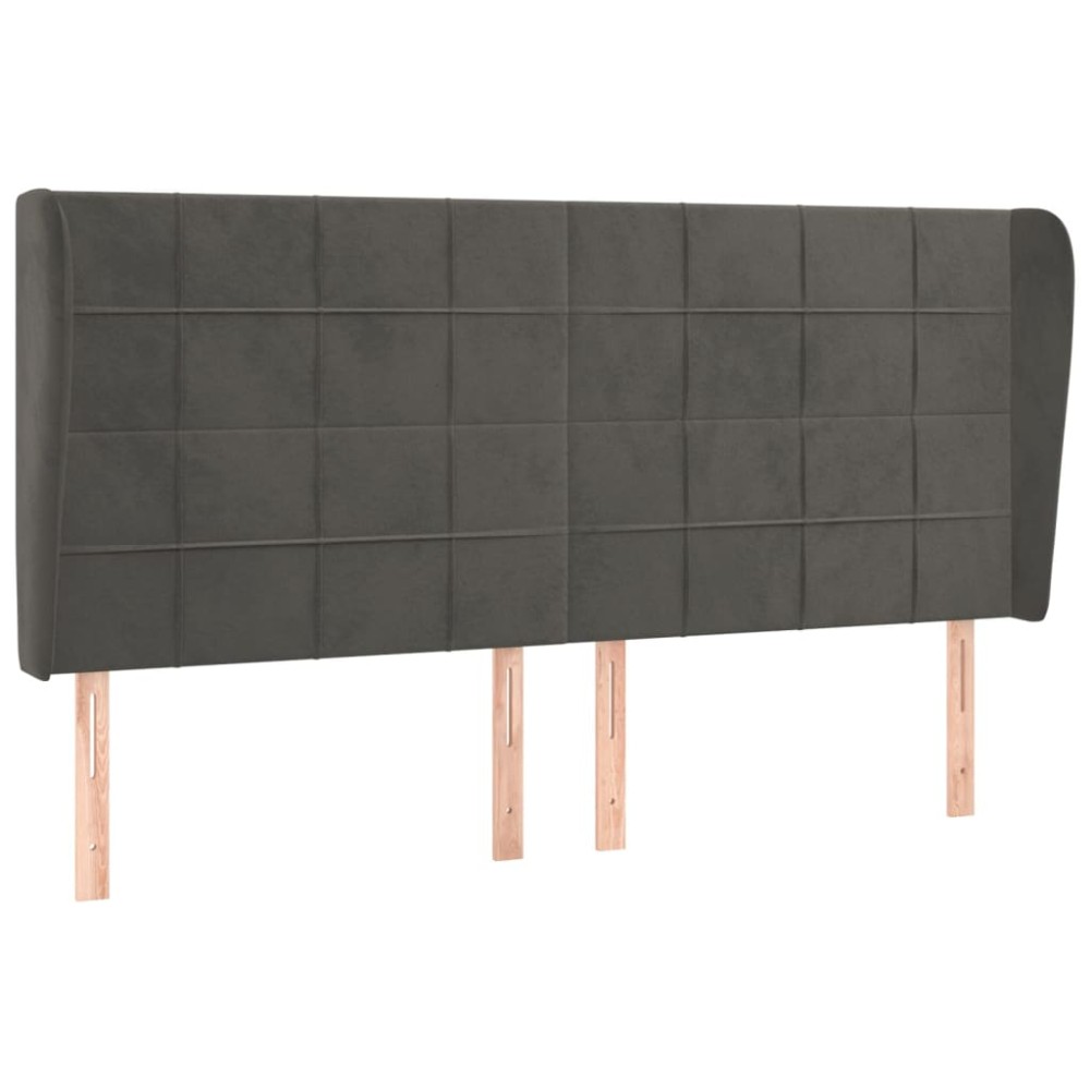 vidaXL Tăblie de pat cu aripioare gri închis 183x23x118/128 cm catifea