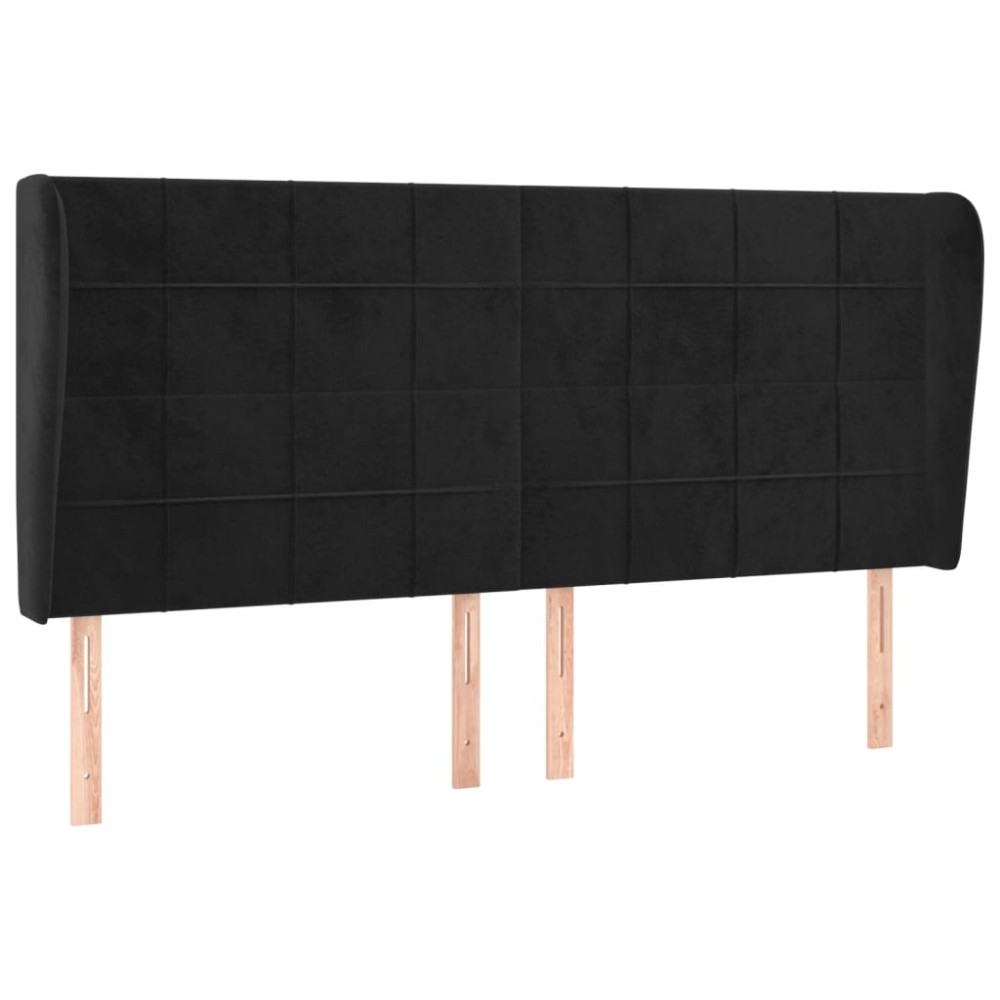 vidaXL Tăblie de pat cu aripioare, negru, 183x23x118/128 cm, catifea