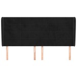 vidaXL Tăblie de pat cu aripioare, negru, 183x23x118/128 cm, catifea