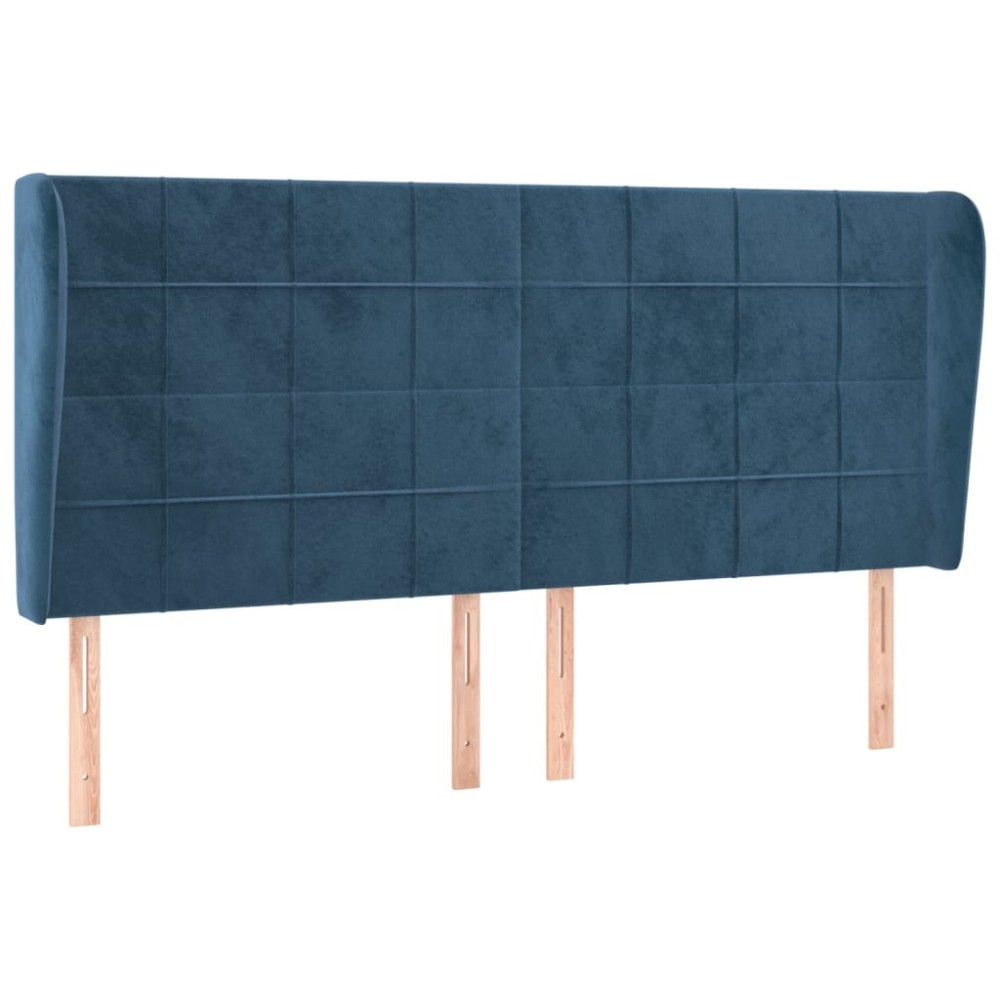 vidaXL Tăblie pat cu urechi albastru închis 183x23x118/128 cm catifea