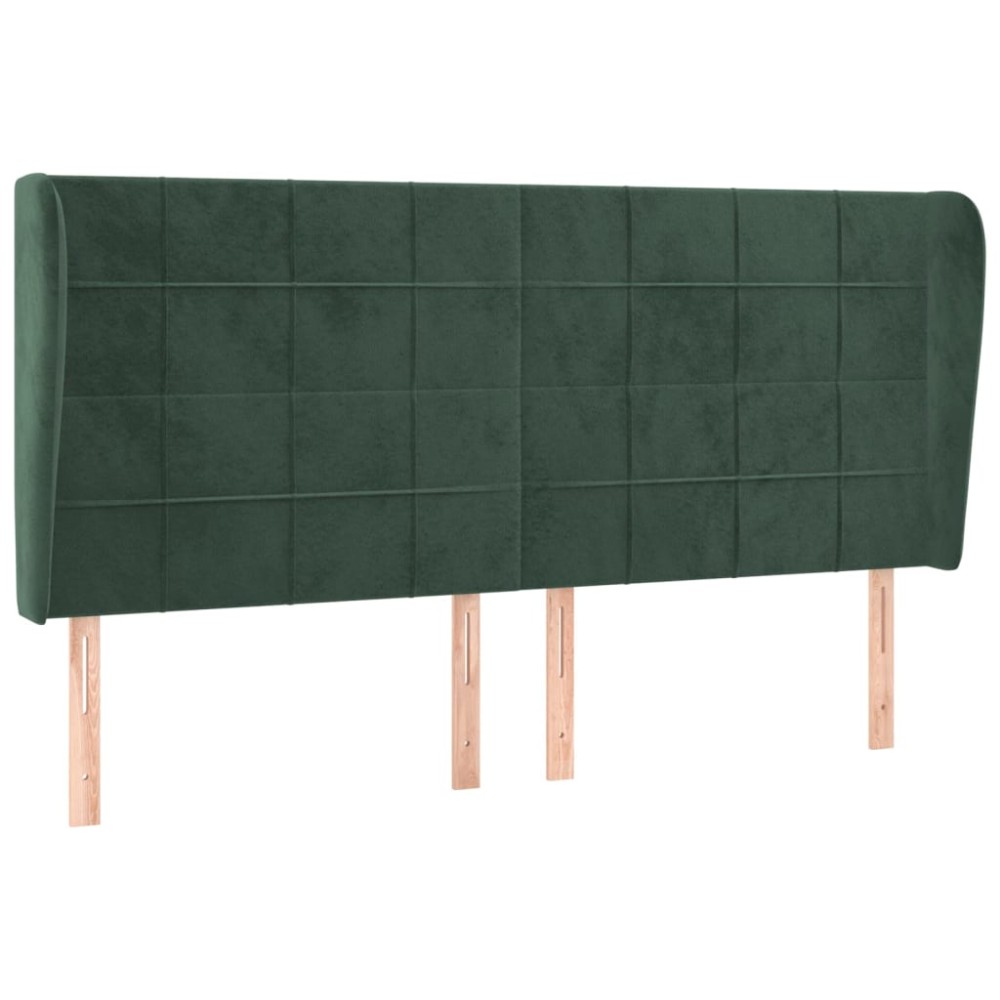 vidaXL Tăblie pat cu aripioare verde închis 203x23x118/128cm catifea