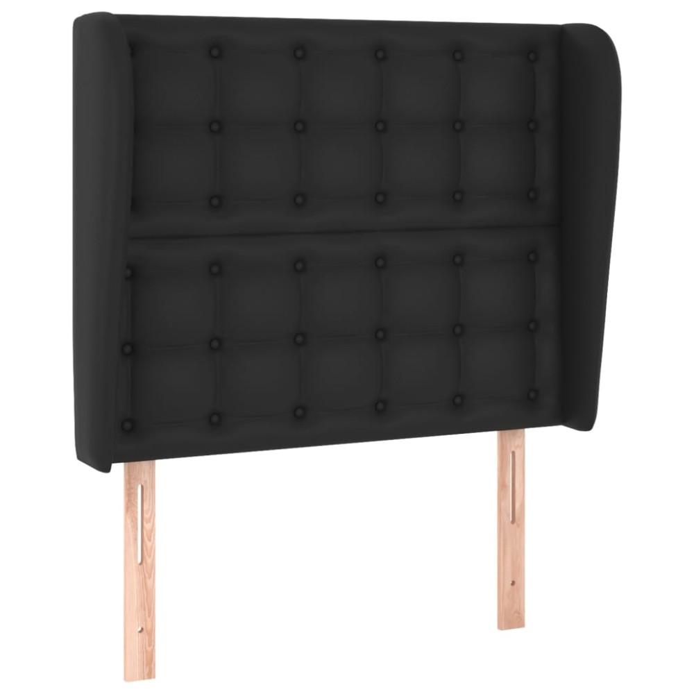 vidaXL Tăblie de pat cu aripioare, negru, 83x23x118/128 cm, piele eco