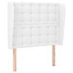 vidaXL Tăblie de pat cu aripioare, alb, 83x23x118/128 cm, piele eco