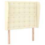 vidaXL Tăblie de pat cu aripioare, crem, 83x23x118/128 cm, piele eco