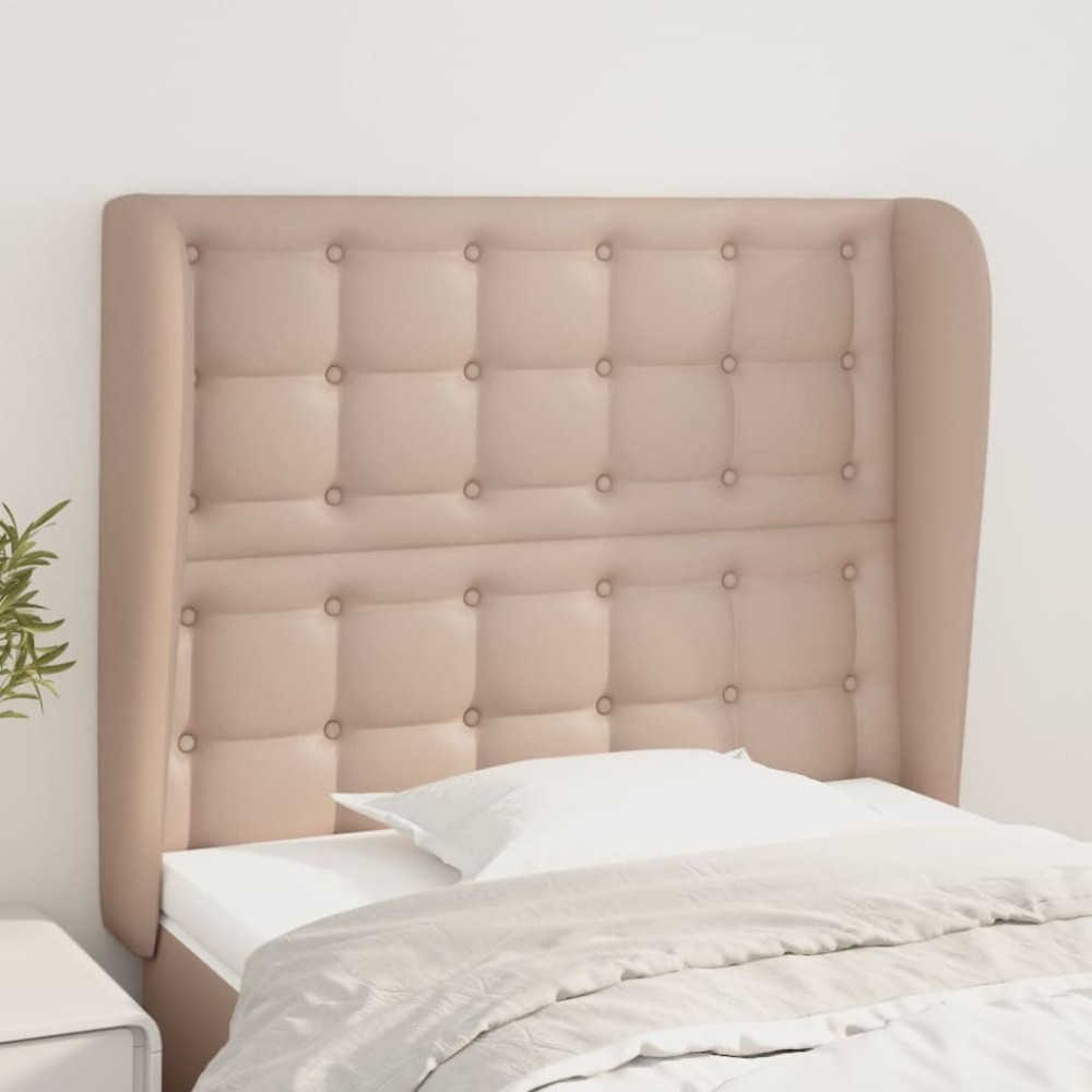 vidaXL Tăblie pat cu aripioare cappuccino 83x23x118/128 cm piele eco