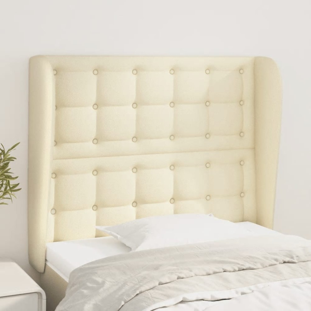 vidaXL Tăblie de pat cu aripioare, crem, 103x23x118/128 cm, piele eco