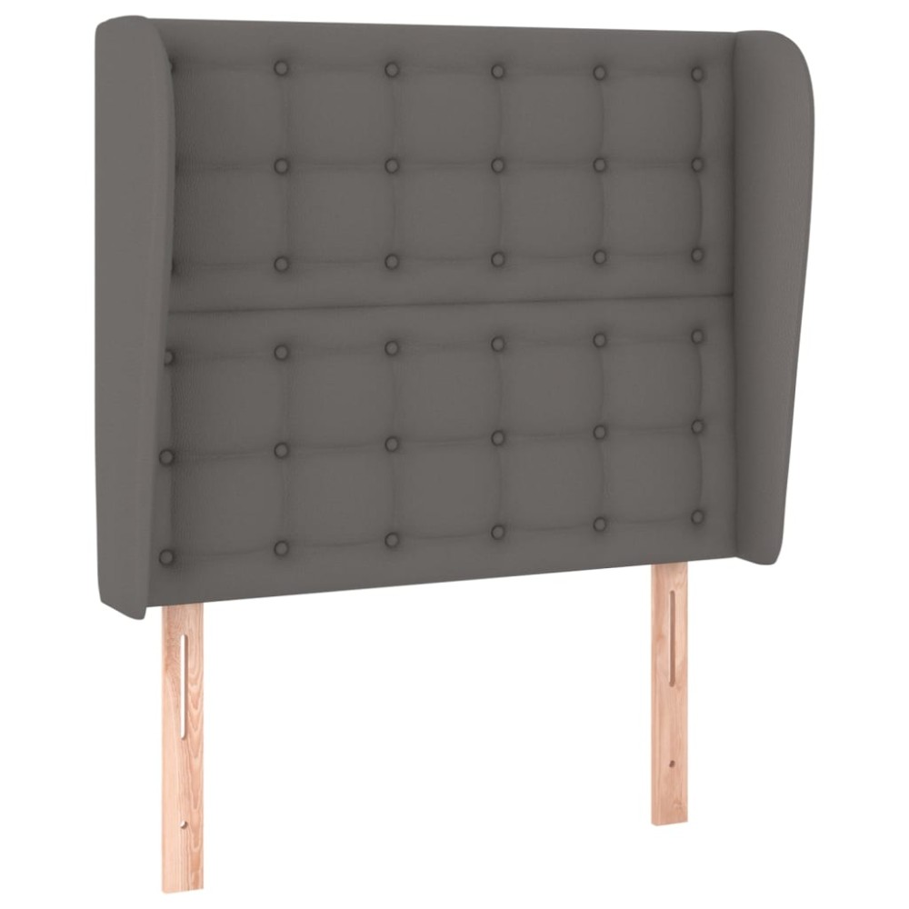 vidaXL Tăblie de pat cu aripioare gri 103x23x118/128 cm piele eco