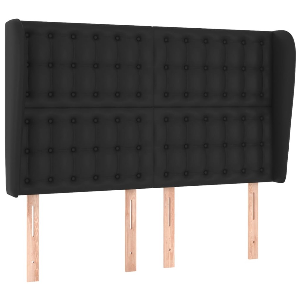 vidaXL Tăblie de pat cu aripioare, negru, 147x23x118/128 cm, piele eco