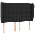 vidaXL Tăblie de pat cu aripioare, negru, 147x23x118/128 cm, piele eco