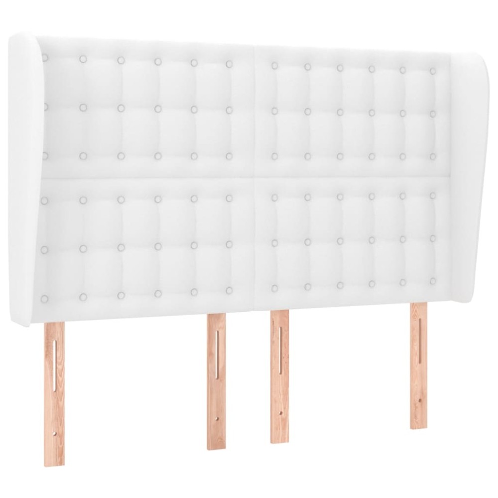 vidaXL Tăblie de pat cu aripioare, alb, 147x23x118/128 cm, piele eco