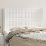 vidaXL Tăblie de pat cu aripioare, alb, 147x23x118/128 cm, piele eco
