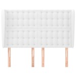 vidaXL Tăblie de pat cu aripioare, alb, 147x23x118/128 cm, piele eco