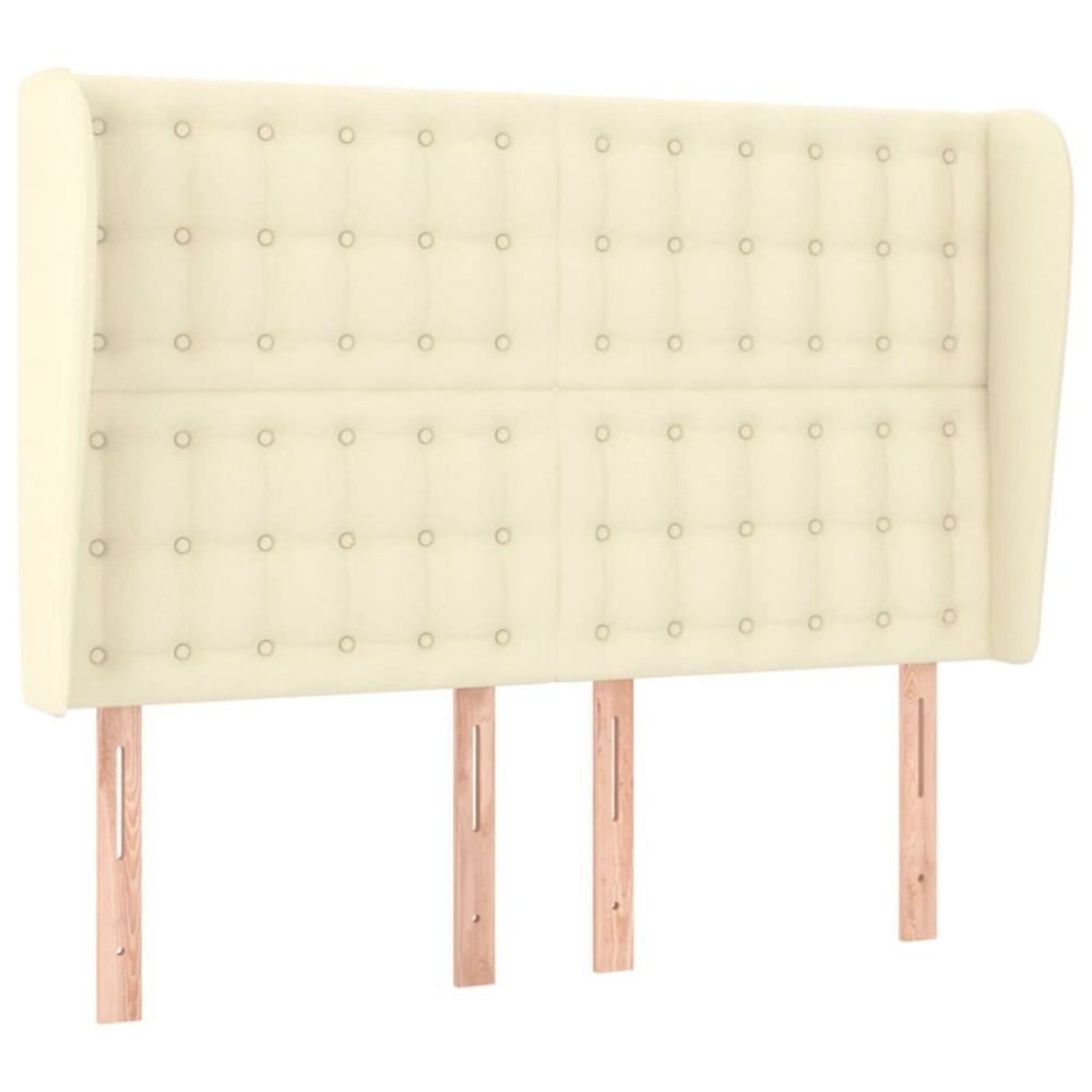 vidaXL Tăblie de pat cu aripioare, crem, 147x23x118/128 cm, piele eco