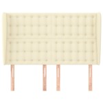 vidaXL Tăblie de pat cu aripioare, crem, 147x23x118/128 cm, piele eco