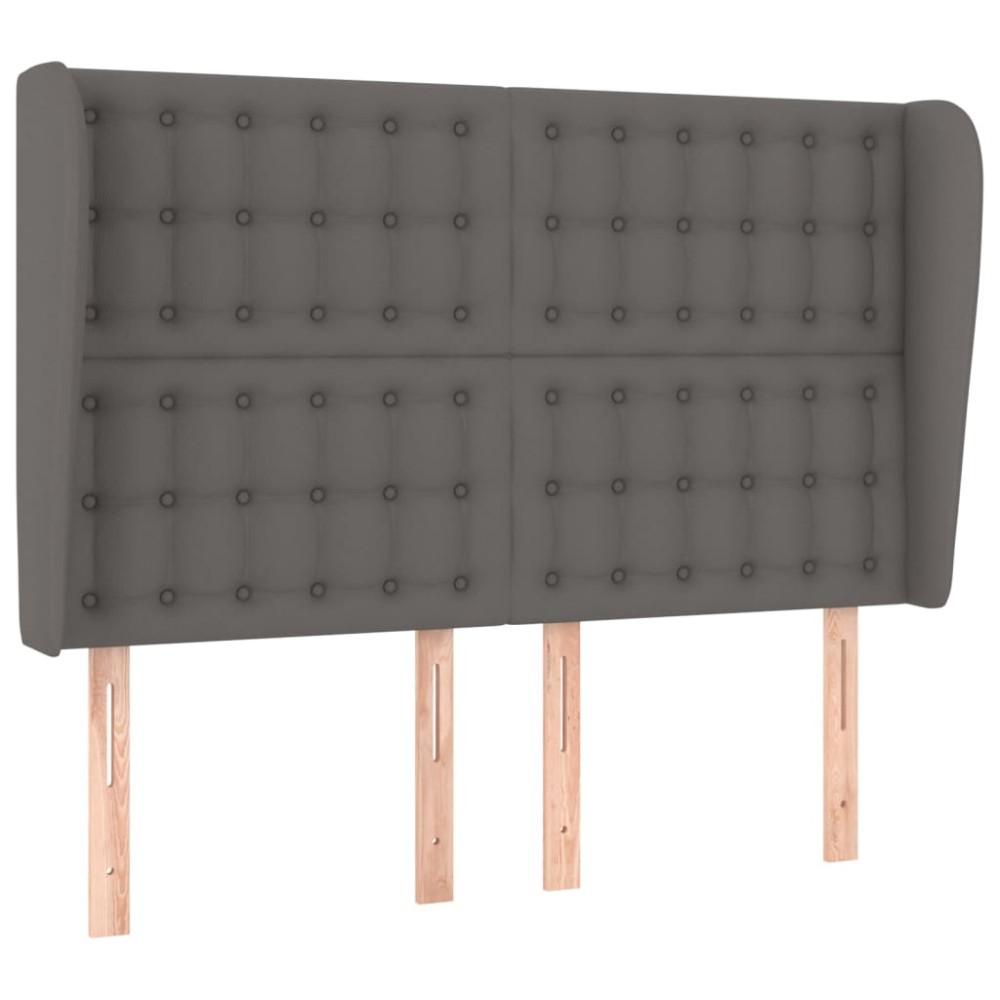 vidaXL Tăblie de pat cu aripioare gri 147x23x118/128 cm piele eco