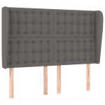 vidaXL Tăblie de pat cu aripioare gri 147x23x118/128 cm piele eco
