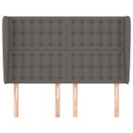 vidaXL Tăblie de pat cu aripioare gri 147x23x118/128 cm piele eco