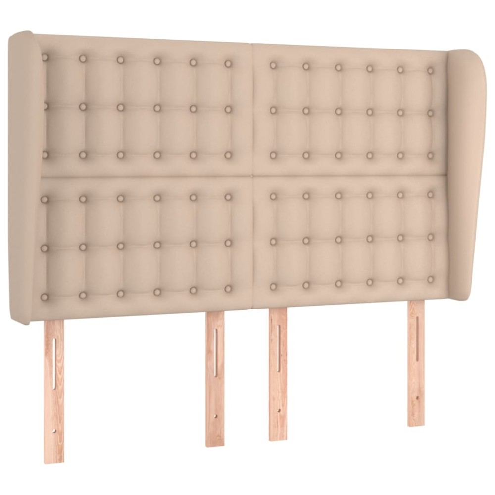 vidaXL Tăblie pat cu aripioare cappuccino 147x23x118/128 cm piele eco