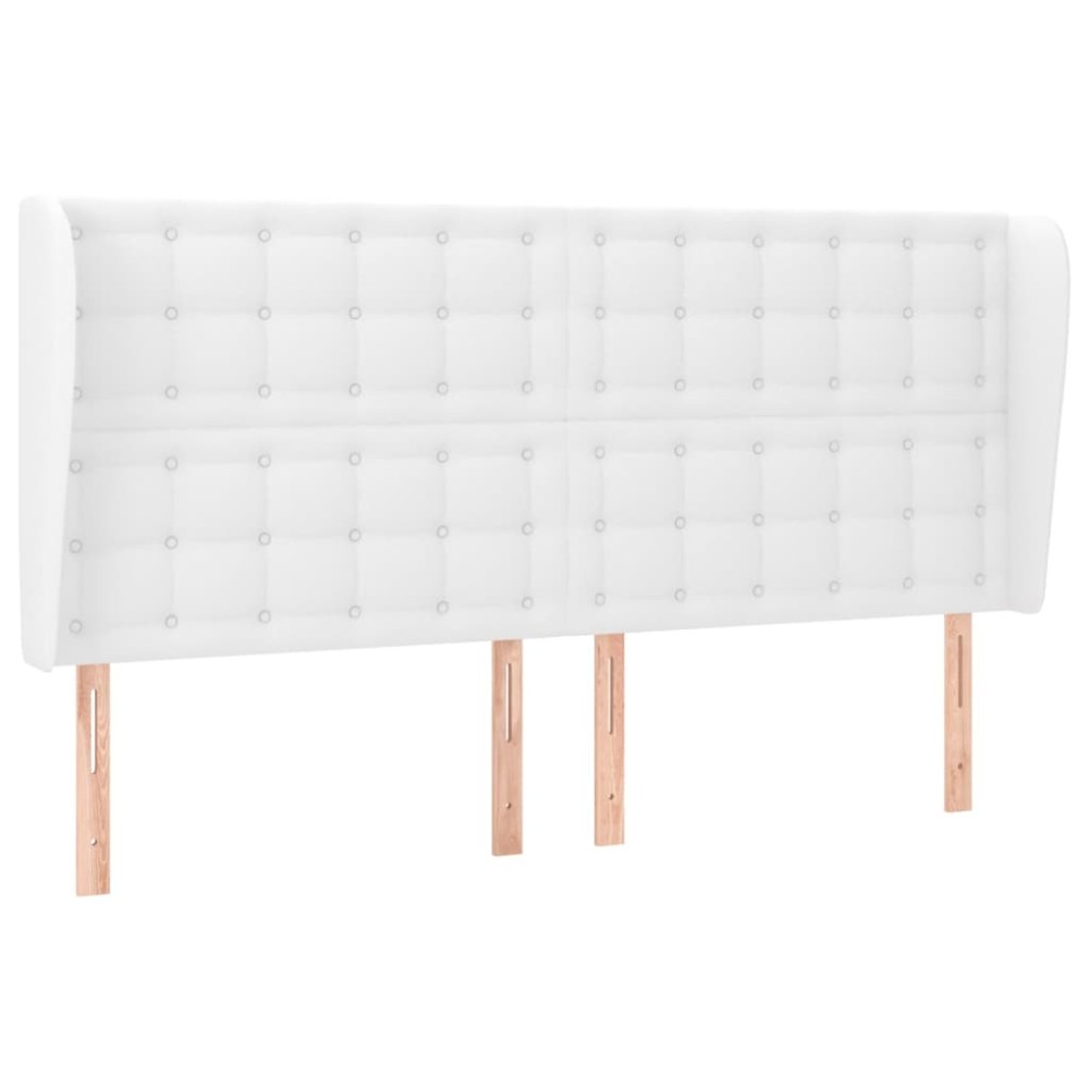 vidaXL Tăblie de pat cu aripioare, alb, 163x23x118/128 cm, piele eco