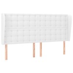 vidaXL Tăblie de pat cu aripioare, alb, 163x23x118/128 cm, piele eco