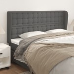 vidaXL Tăblie de pat cu aripioare gri 163x23x118/128 cm piele eco