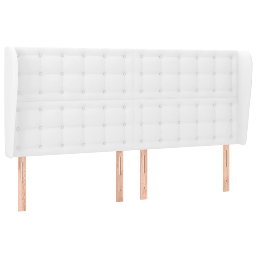 vidaXL Tăblie de pat cu aripioare, alb, 183x23x118/128 cm, piele eco