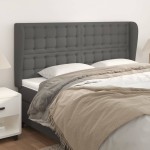 vidaXL Tăblie de pat cu aripioare gri 203x23x118/128 cm piele eco