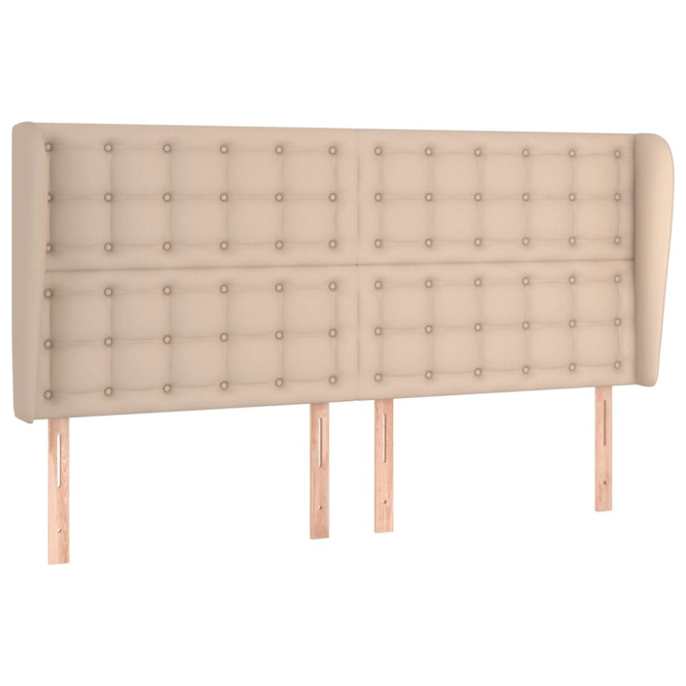 vidaXL Tăblie pat cu aripioare cappuccino 203x23x118/128 cm piele eco