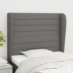 vidaXL Tăblie de pat cu aripioare gri închis 83x23x118/128 cm textil vidaXL Tăblie de pat cu aripioare gri închis 83x23x118/128 cm textil