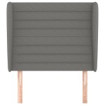 vidaXL Tăblie de pat cu aripioare gri închis 93x23x118/128 cm textil