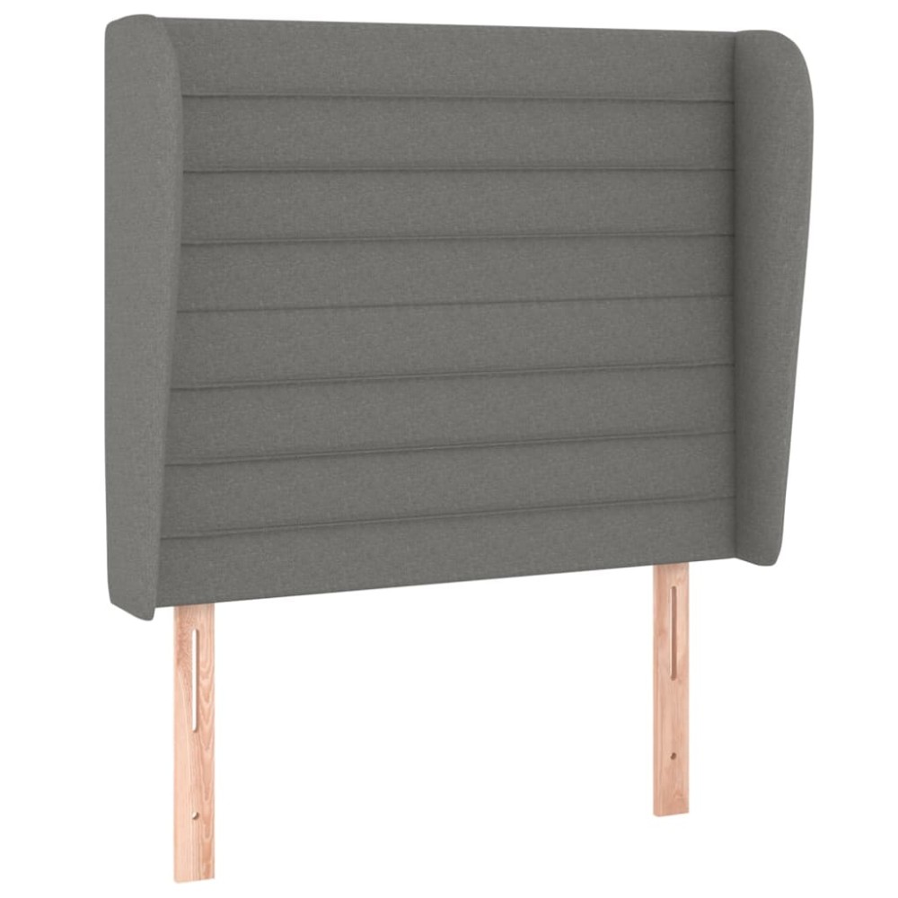 vidaXL Tăblie de pat cu aripioare gri închis 103x23x118/128 cm textil