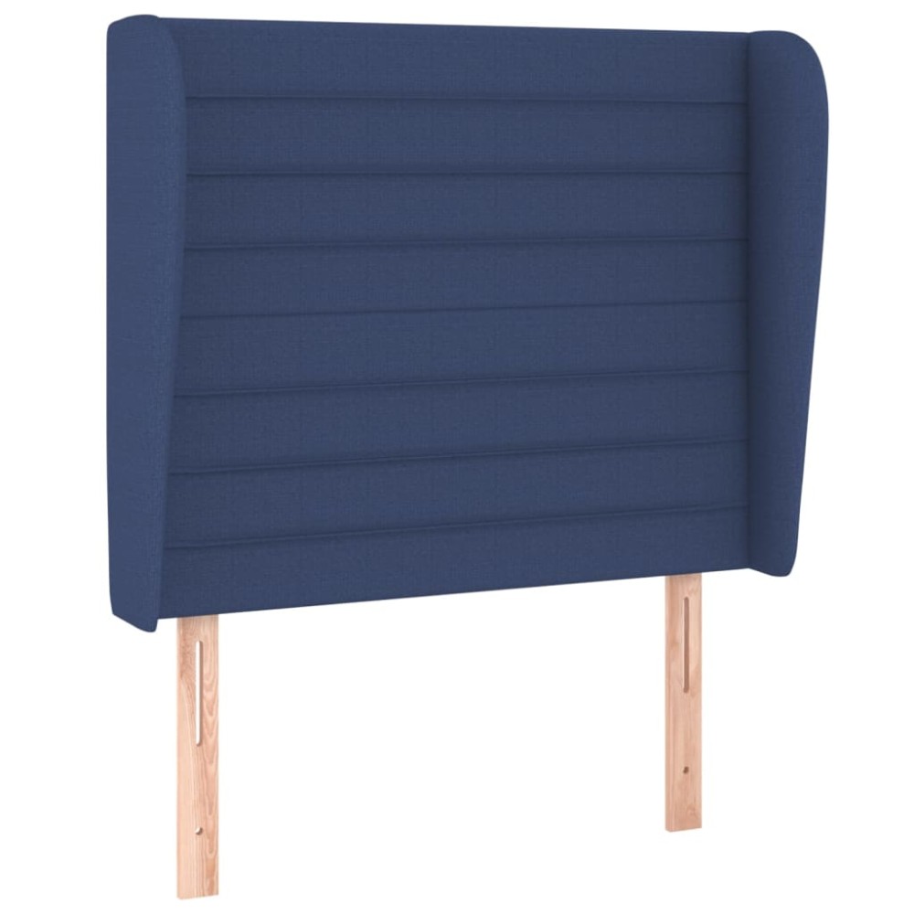 vidaXL Tăblie de pat cu aripioare, albastru, 103x23x118/128 cm, textil