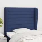 vidaXL Tăblie de pat cu aripioare, albastru, 103x23x118/128 cm, textil vidaXL Tăblie de pat cu aripioare, albastru, 103x23x118/128 cm, textil