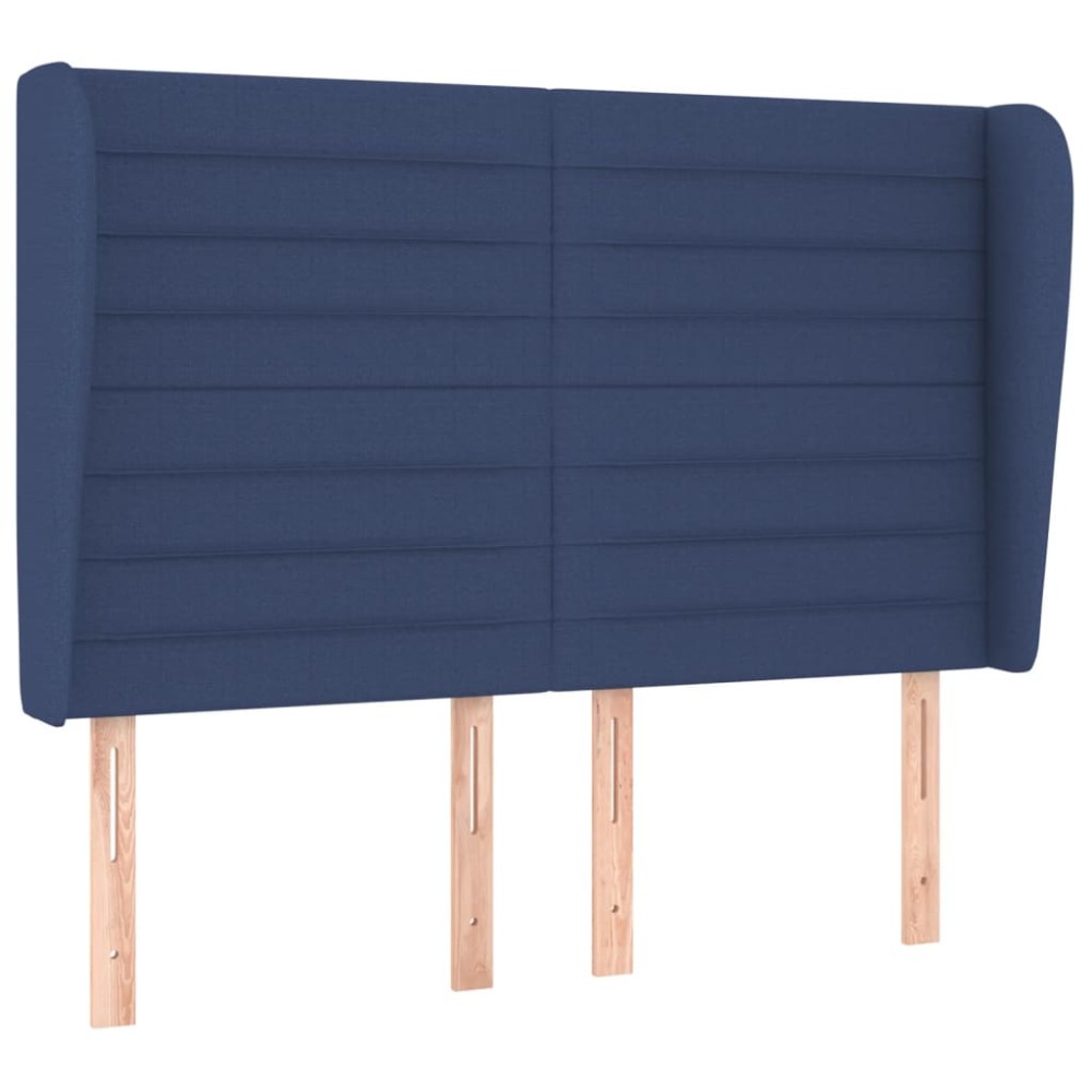 vidaXL Tăblie de pat cu aripioare, albastru, 147x23x118/128 cm, textil