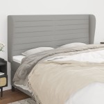 vidaXL Tăblie de pat cu aripioare gri deschis 163x23x118/128 cm textil vidaXL Tăblie de pat cu aripioare gri deschis 163x23x118/128 cm textil