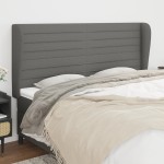 vidaXL Tăblie de pat cu aripioare gri închis 163x23x118/128 cm textil vidaXL Tăblie de pat cu aripioare gri închis 163x23x118/128 cm textil