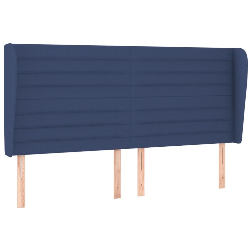 vidaXL Tăblie de pat cu aripioare, albastru, 163x23x118/128 cm, textil