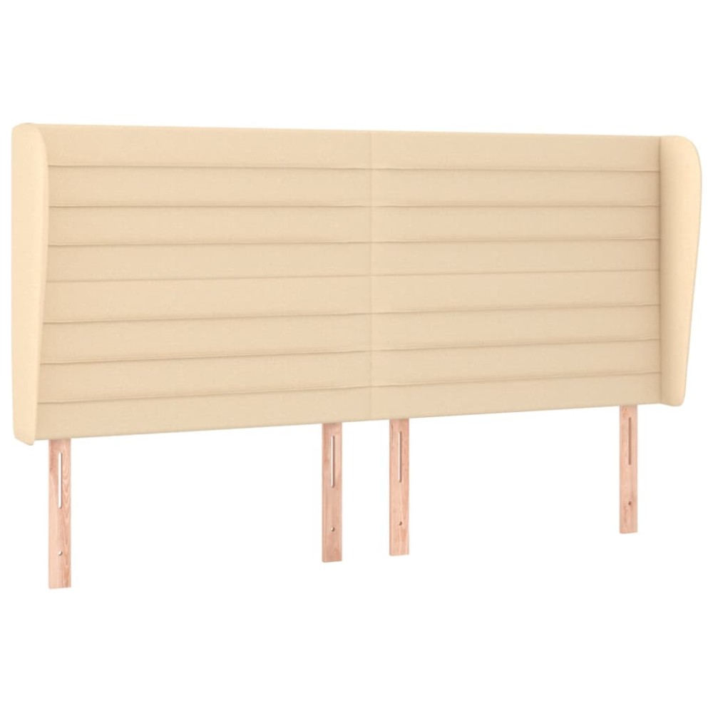 vidaXL Tăblie de pat cu aripioare, crem, 183x23x118/128 cm, textil