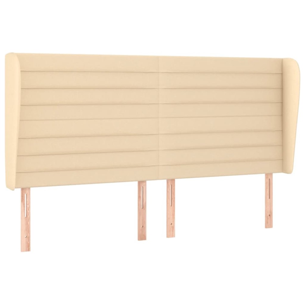 vidaXL Tăblie de pat cu aripioare, crem, 203x23x118/128 cm, textil
