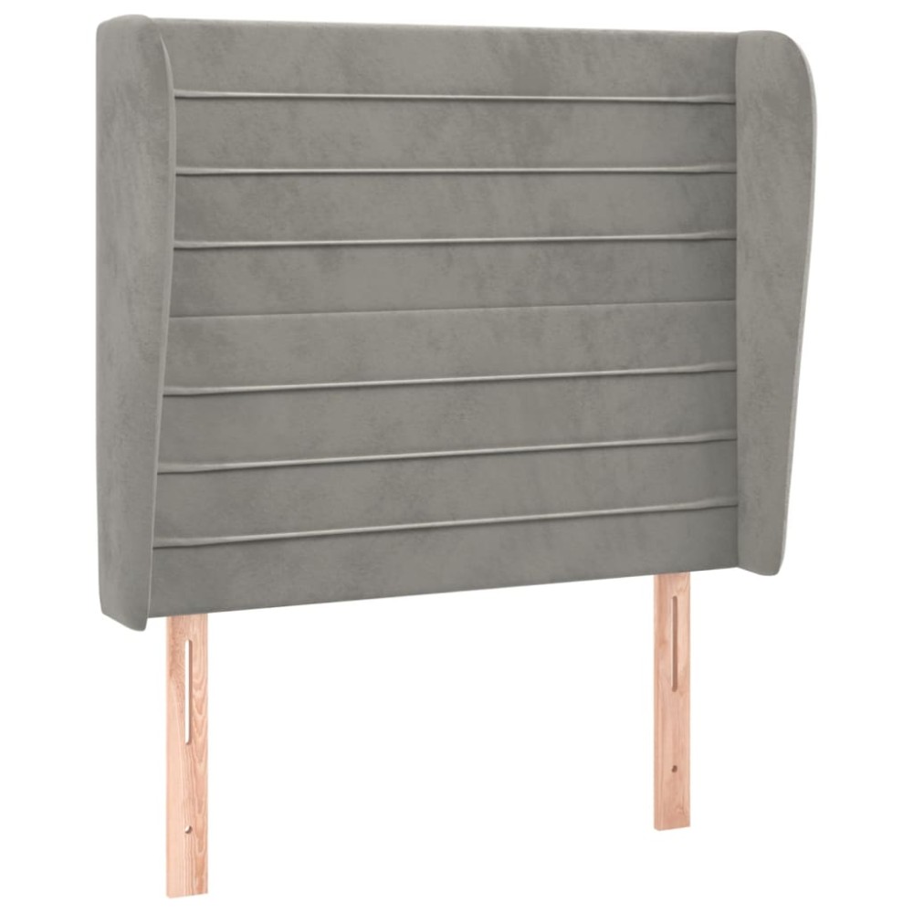 vidaXL Tăblie de pat cu aripioare gri deschis 83x23x118/128 cm catifea