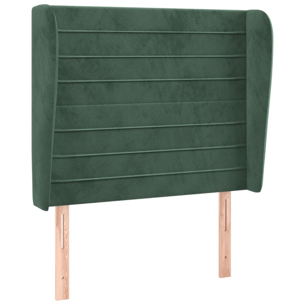 vidaXL Tăblie pat cu aripioare verde închis 93x23x118/128 cm catifea