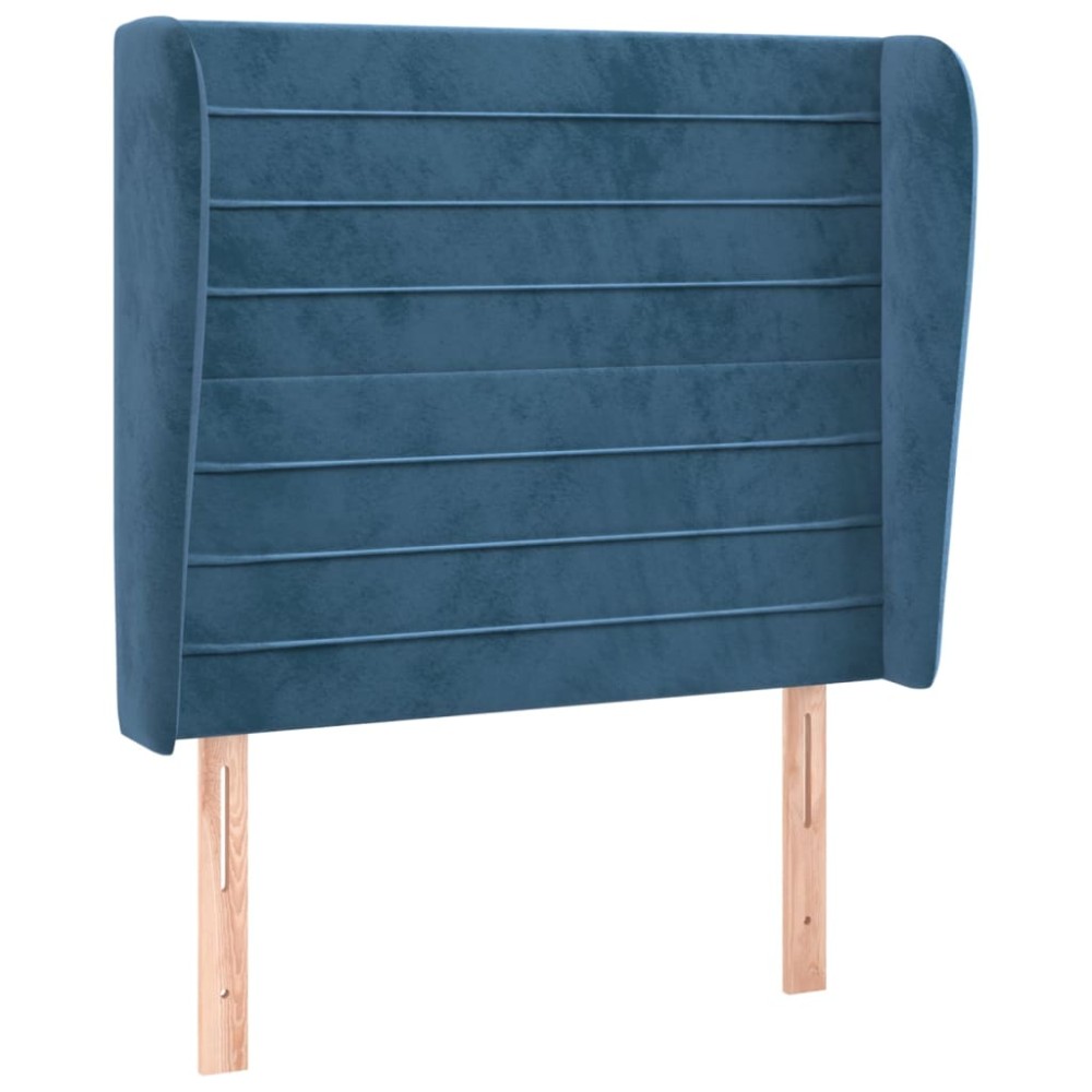 vidaXL Tăblie pat cu urechi albastru închis 103x23x118/128cm catifea