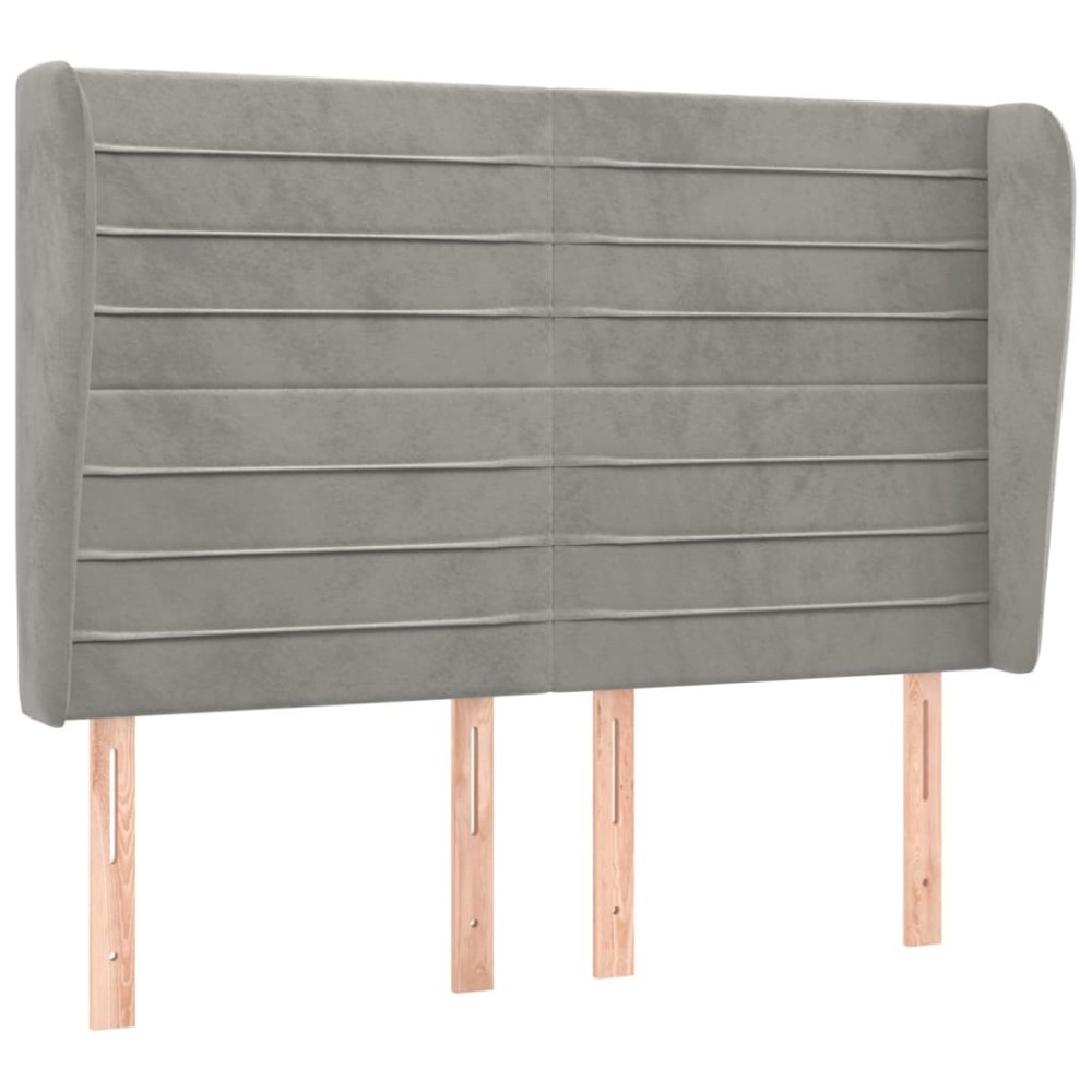 vidaXL Tăblie de pat cu aripioare gri deschis 147x23x118/128cm catifea