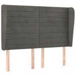 vidaXL Tăblie de pat cu aripioare gri închis 147x23x118/128 cm catifea