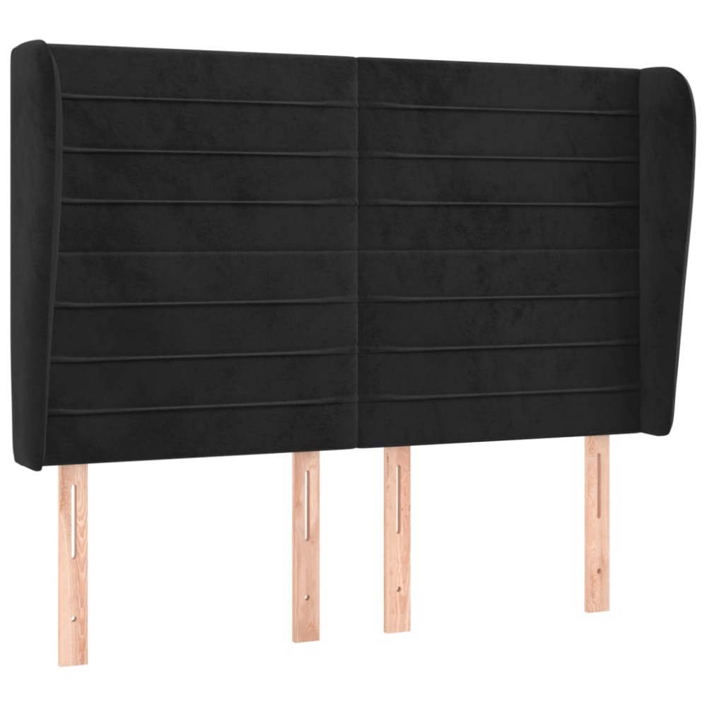 vidaXL Tăblie de pat cu aripioare, negru, 147x23x118/128 cm, catifea