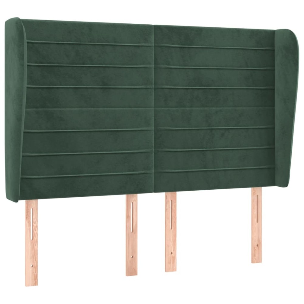 vidaXL Tăblie pat cu aripioare verde închis 147x23x118/128 cm catifea