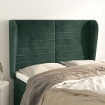 vidaXL Tăblie pat cu aripioare verde închis 147x23x118/128 cm catifea vidaXL Tăblie pat cu aripioare verde închis 147x23x118/128 cm catifea