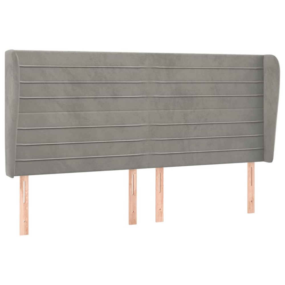 vidaXL Tăblie de pat cu aripioare gri deschis 183x23x118/128cm catifea