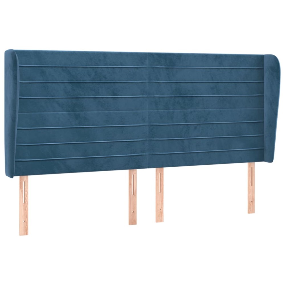 vidaXL Tăblie pat cu urechi albastru închis 183x23x118/128 cm catifea